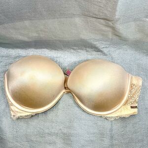 Victoria's Secret PINK Bra Woman's 34C Strapless Satin and Lace Pink